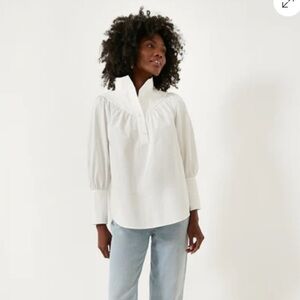 Tuckernuck white poplin Corrigan Blouse buttons size medium